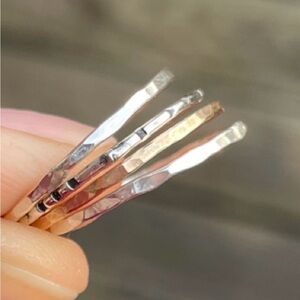 Handcrafted 4 Hammered Rings Size 8